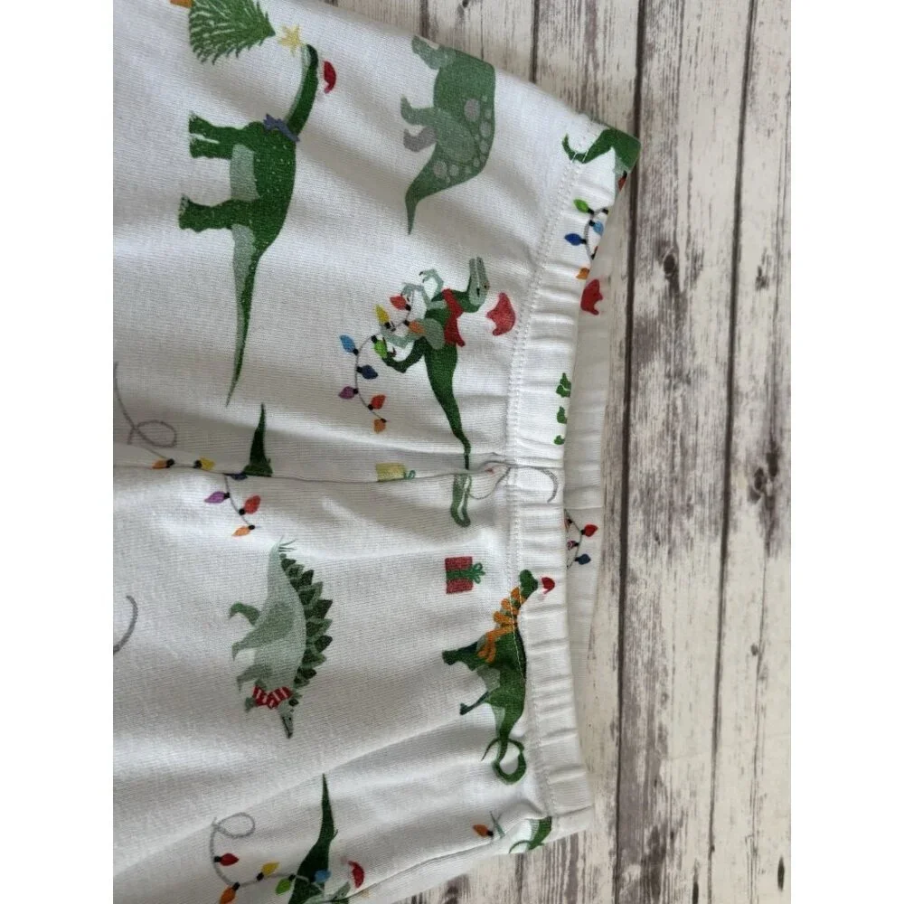 Pottery Barn Kids CHRISTMAS Dino Organic 2 Piece Pajama Set Sz 4‎